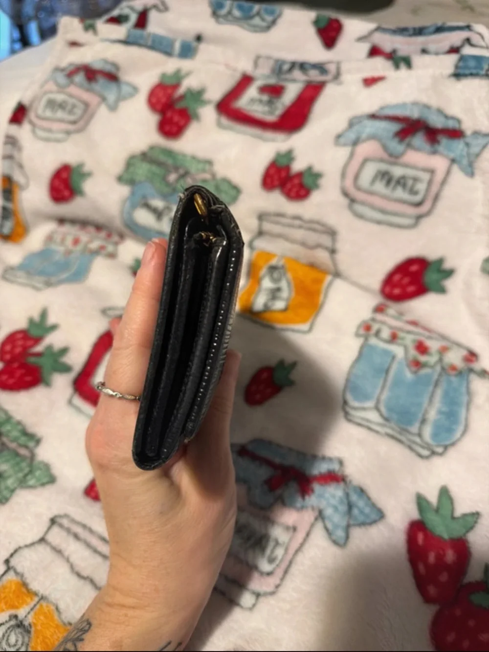 Black Leather LV Wallet with Zip Closure